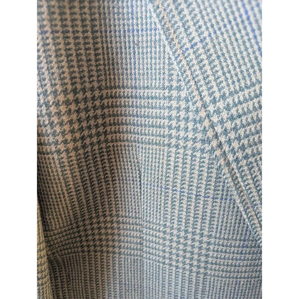 Jos A Bank Silk Glen Plaid Sport Coat 40R Blazer Jacket Gray Blue Windowpane
